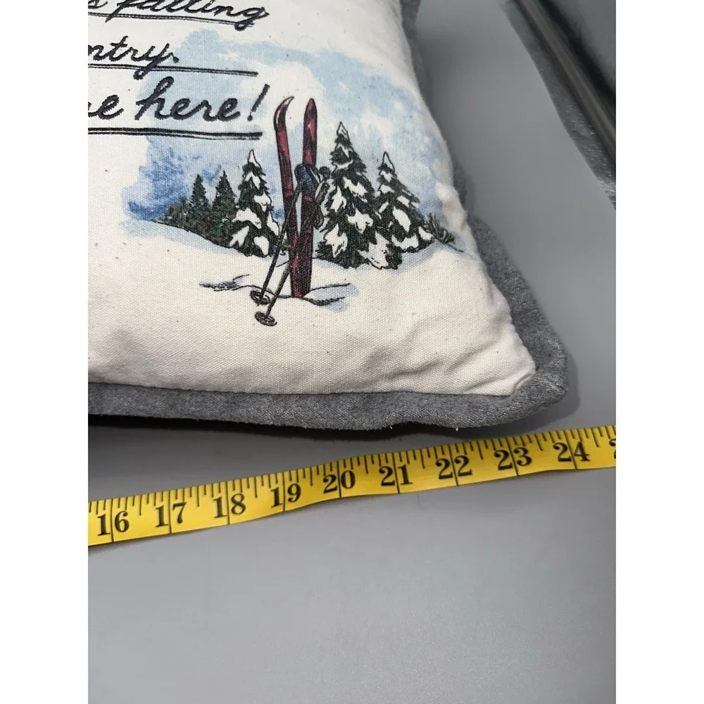 Aspen & Pine Ski Postcard Lumbar Pillow Cabin Lodge Winter Decor